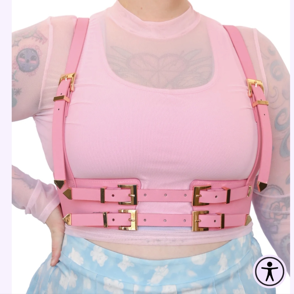 Faux leather harness
